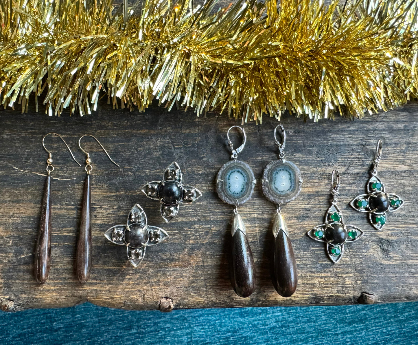 Stalactite + Vintage Ebony Drop Earrings