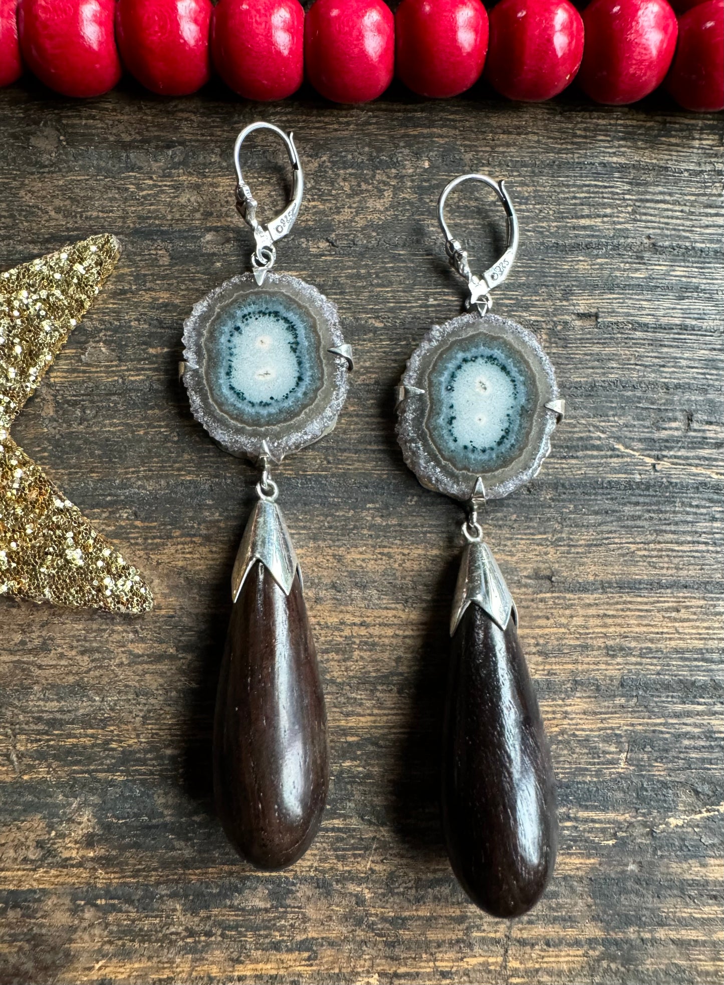 Stalactite + Vintage Ebony Drop Earrings