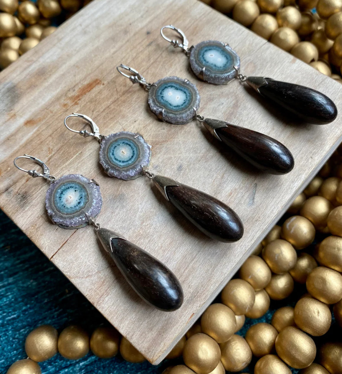 Stalactite + Vintage Ebony Drop Earrings