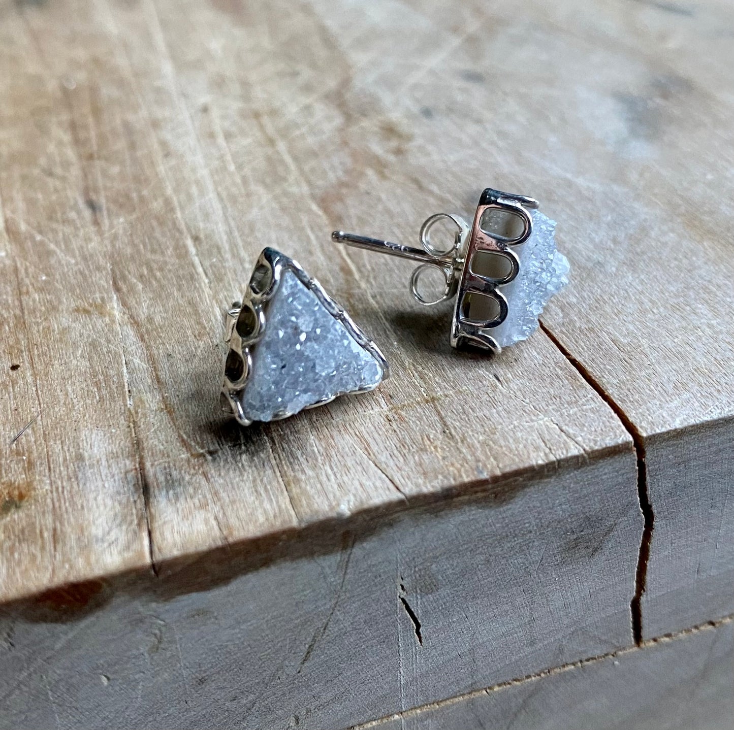 Triangle Druzy Vintage Earrings