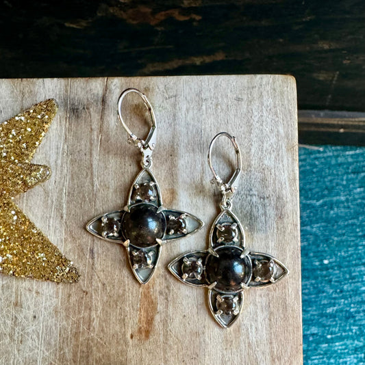 Smoky Quartz Clover Earrings