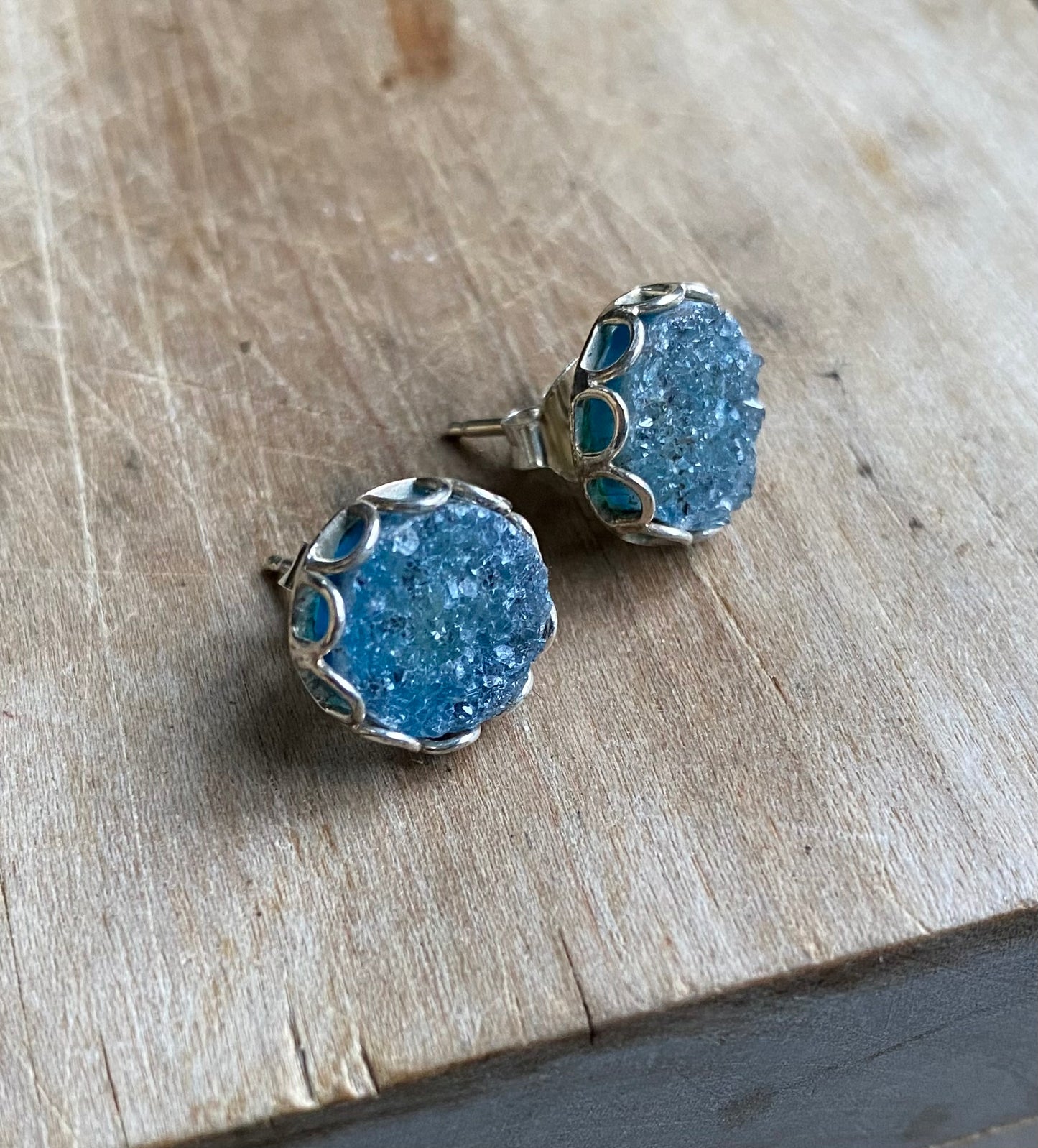 Round Druzy Vintage Earrings