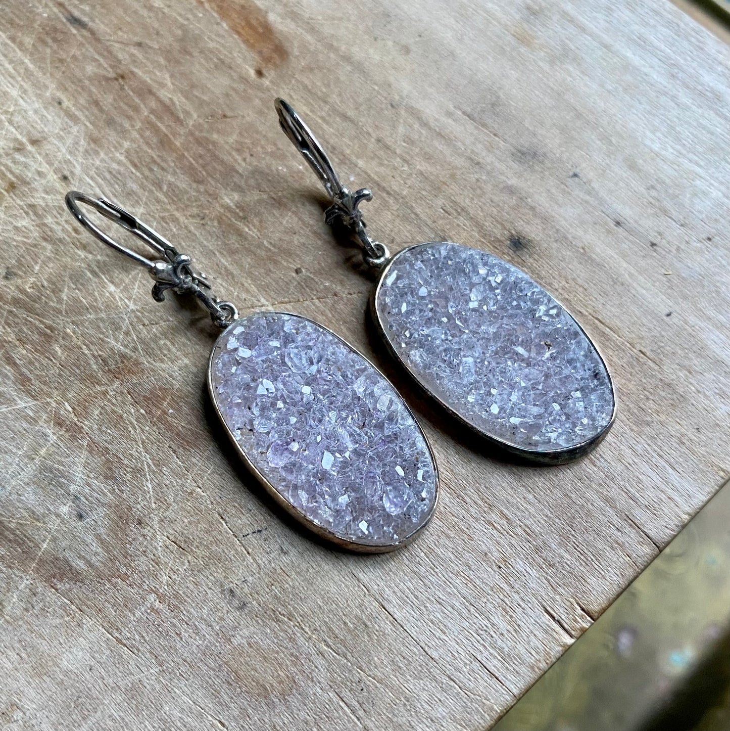 Oval Druzy Earrings