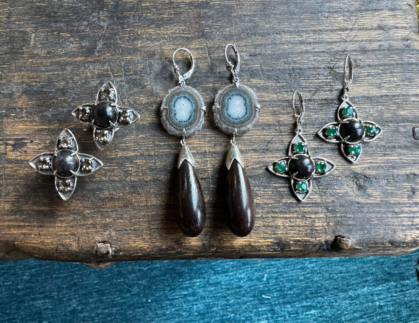 Stalactite + Vintage Ebony Drop Earrings