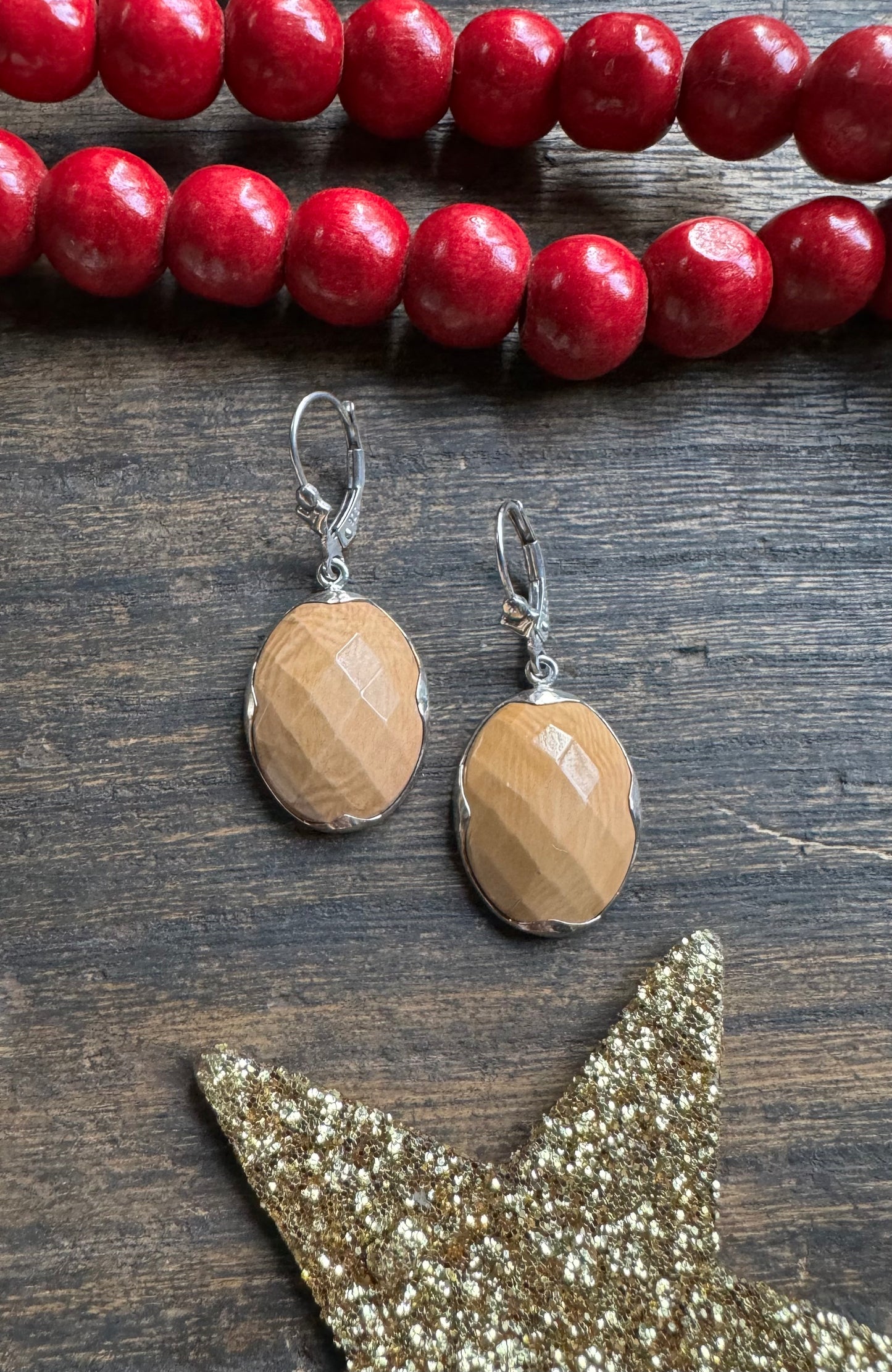 Faceted Oval Mammoth Earrings