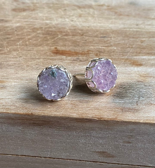 Round Druzy Vintage Earrings